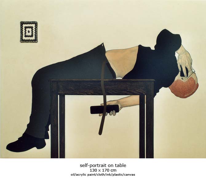 self portrait on table